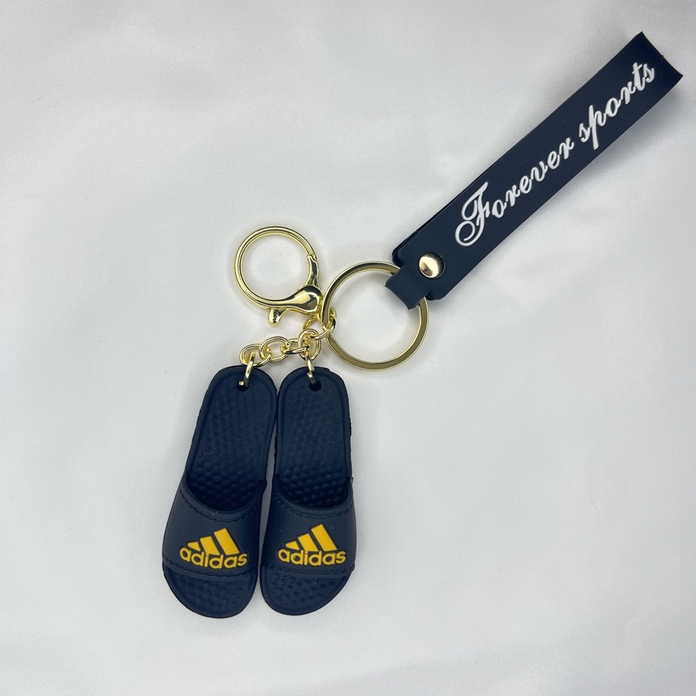 Gold Adidas Slides Keychain w/ Wristlet